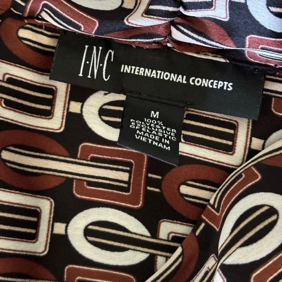 INC International Concepts women’s dress size M Brown Black and White Chain - Picture 5 of 9